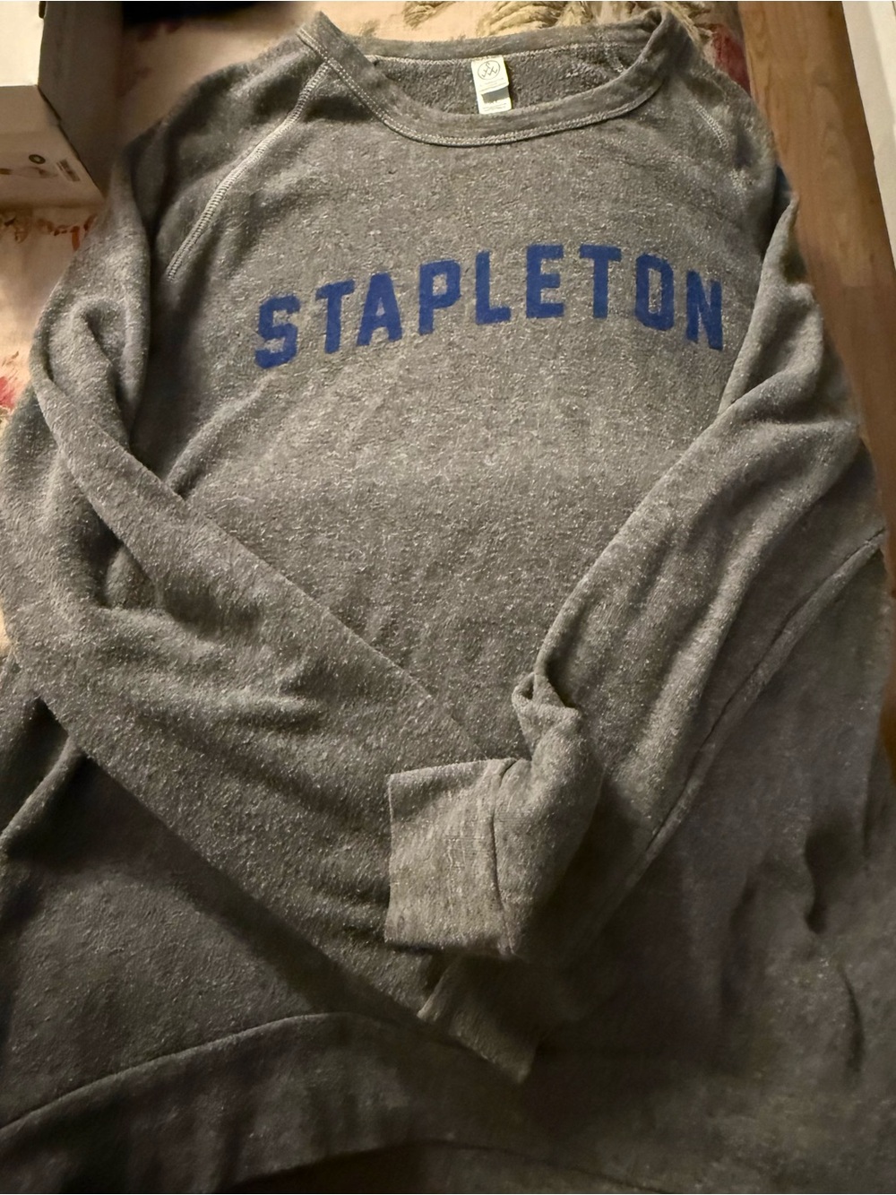 Alternative Gray Crewneck Sweater with Blue Stapleton Logo unisex